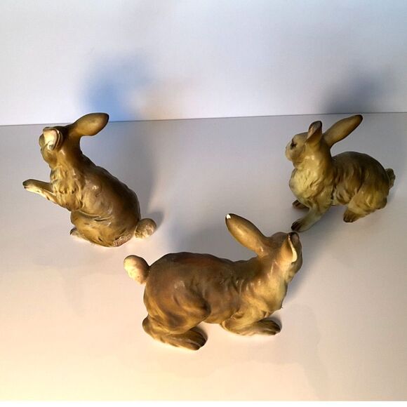 3 vintage Ucagco porcelain rabbits, bunnies so cute must see - Picture 4 of 9